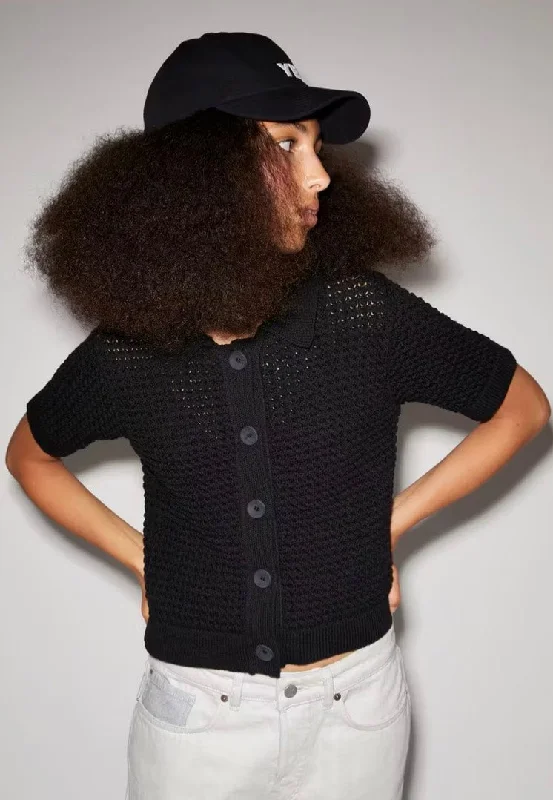 Corduroy jackets with a sherpa - lined collar for added warmth and styleArmedangels - Pasciaas Crochet Black - Cardigan