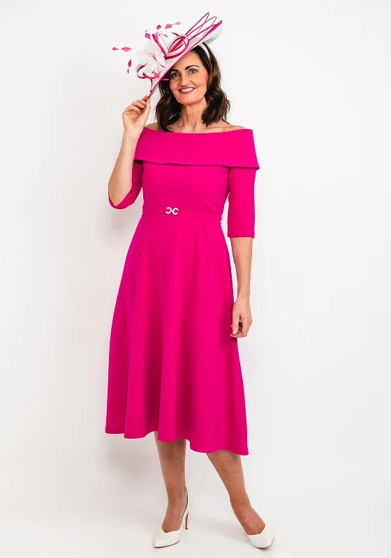 Party Dresses with Ruffled Sleeveless Top and Sequined Bodice and Tulle Skirt for Ladies' Dramatic and Glamorous LookClaudia C Lambrusco Boat Neck Dress, Fuchsia Party Dresses with Ruffled Sleeveless Top and Sequined Bodice and Tulle Skirt for Ladies' Dramatic and Glamorous LookClaudia C Lambrusco Boat Neck Dress, Fuchsia