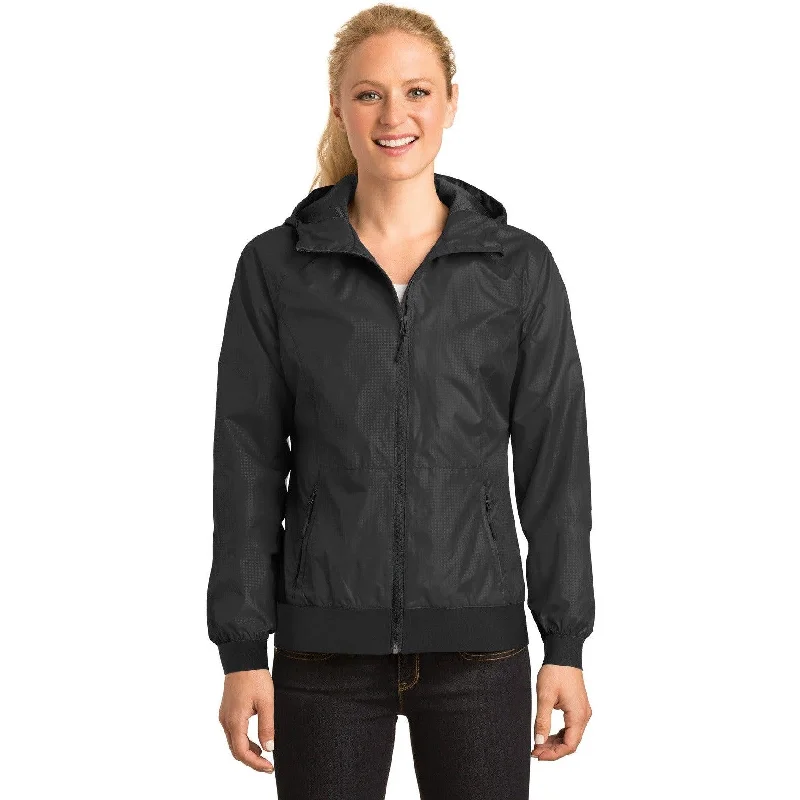 Denim jackets with a distressed and fringed detail for a more bohemian lookCLOSEOUT - Sport-Tek Ladies Embossed Hooded Wind Jacket Denim jackets with a distressed and fringed detail for a more bohemian lookCLOSEOUT - Sport-Tek Ladies Embossed Hooded Wind Jacket
