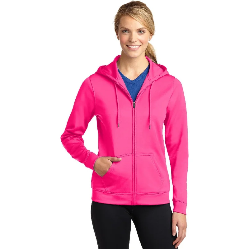 Leather jackets with a studded and embossed design for a more elaborate lookCLOSEOUT - Sport-Tek Ladies Sport-Wick Fleece Full-Zip Hooded Jacket Leather jackets with a studded and embossed design for a more elaborate lookCLOSEOUT - Sport-Tek Ladies Sport-Wick Fleece Full-Zip Hooded Jacket