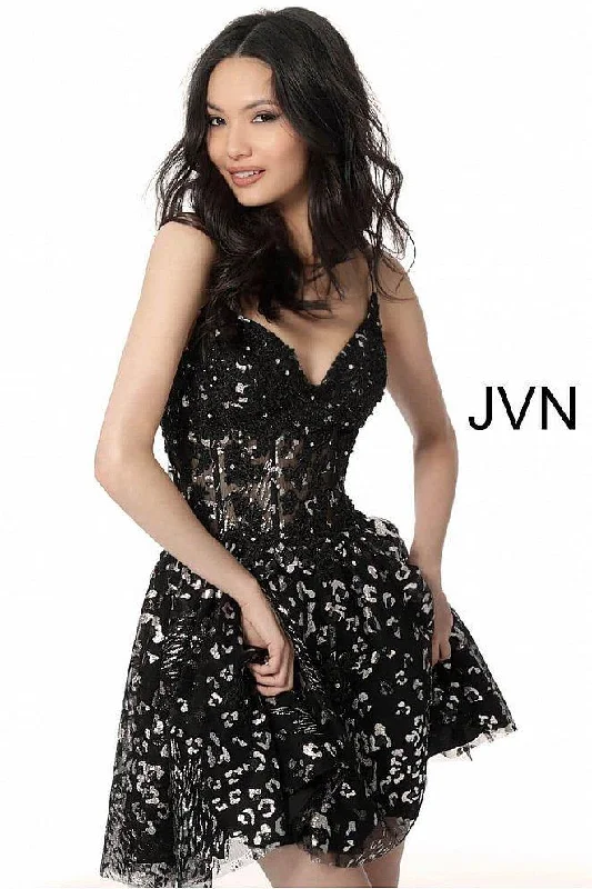 Party Dresses with Tassel Hem and Metallic Lace and Sequined Geometric Shapes for Ladies' Boho and Modern LookJovani 62765 Short Prom Dress Party Dresses with Tassel Hem and Metallic Lace and Sequined Geometric Shapes for Ladies' Boho and Modern LookJovani 62765 Short Prom Dress