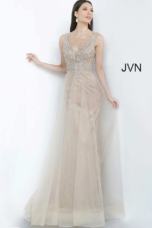 Party Dresses with Embroidered Stars and Sequined Dots and Sheer Sleeve for Ladies' Celestial and Elegant LookJovani 2343 Long Prom Dress Party Dresses with Embroidered Stars and Sequined Dots and Sheer Sleeve for Ladies' Celestial and Elegant LookJovani 2343 Long Prom Dress