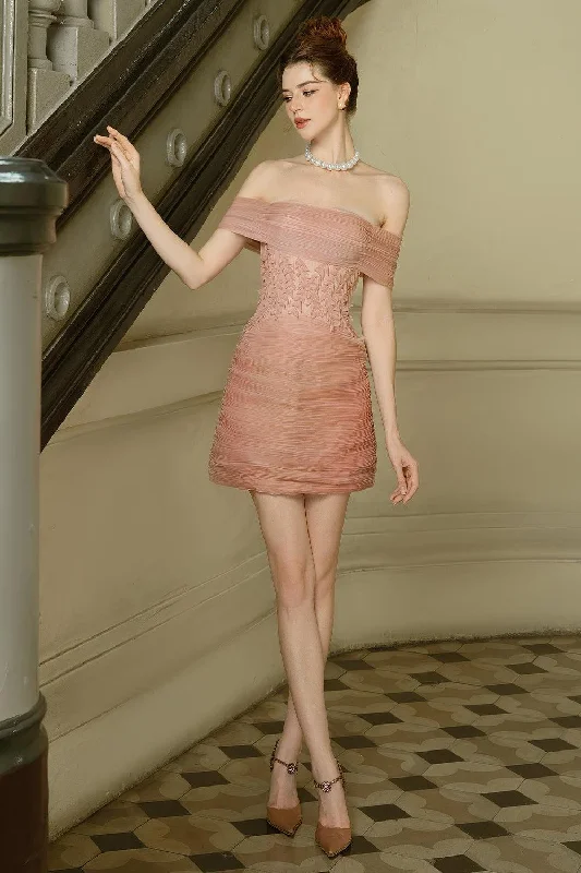 Party Dresses with Sequined Star Motifs and Sheer Sleeve for Ladies' Celestial and Elegant LookKaylin A-line Off-Shoulder Organza Mini Dress Party Dresses with Sequined Star Motifs and Sheer Sleeve for Ladies' Celestial and Elegant LookKaylin A-line Off-Shoulder Organza Mini Dress
