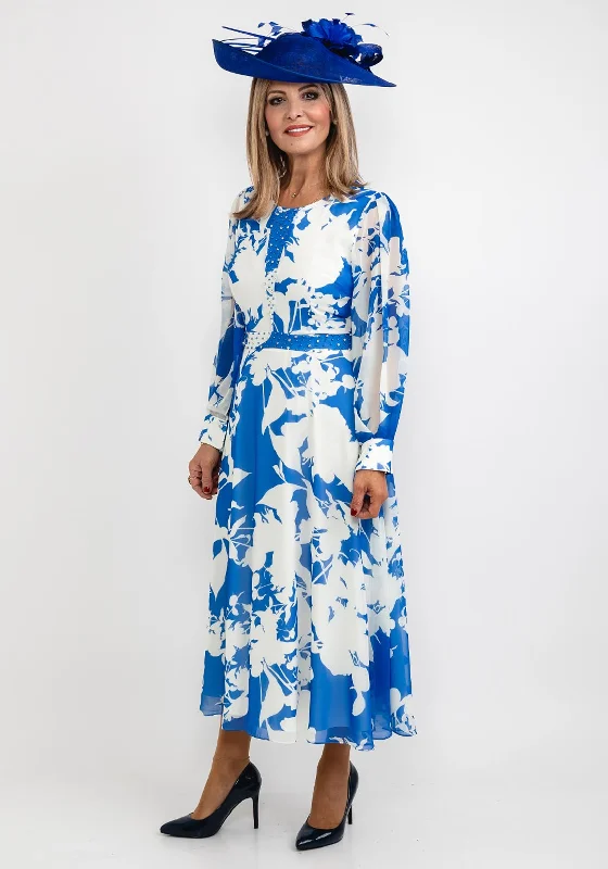 Party Dresses with Rhinestone Embellishments and Sheer Sleeves for Ladies' Luxurious and Alluring LookLizabella Floral Chiffon Maxi Dress, Blue & White Party Dresses with Rhinestone Embellishments and Sheer Sleeves for Ladies' Luxurious and Alluring LookLizabella Floral Chiffon Maxi Dress, Blue & White