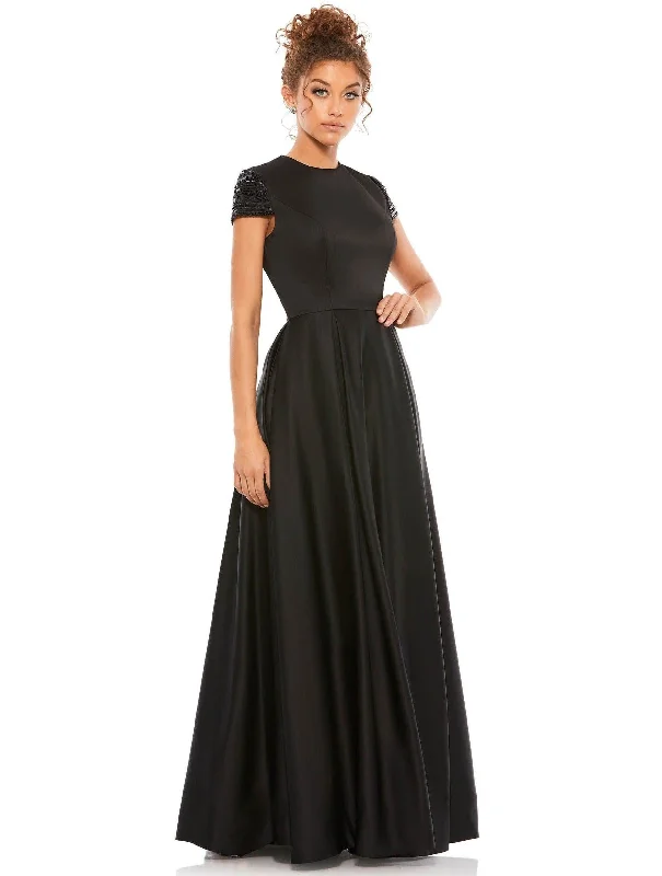 Party Dresses with Embroidered Paisley Patterns and Sequined Bodice for Ladies' Exotic and Glamorous LookMac Duggal 25947 Long Formal Cap Sleeve Evening Gown Party Dresses with Embroidered Paisley Patterns and Sequined Bodice for Ladies' Exotic and Glamorous LookMac Duggal 25947 Long Formal Cap Sleeve Evening Gown