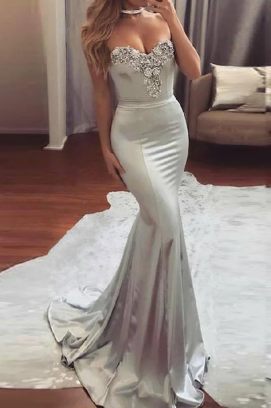 Plus Size Sequined Maxi Party Dresses for Curvy LadiesMermaid Sweetheart Sweep Train Satin Prom Dress with Beading PG390 Plus Size Sequined Maxi Party Dresses for Curvy LadiesMermaid Sweetheart Sweep Train Satin Prom Dress with Beading PG390