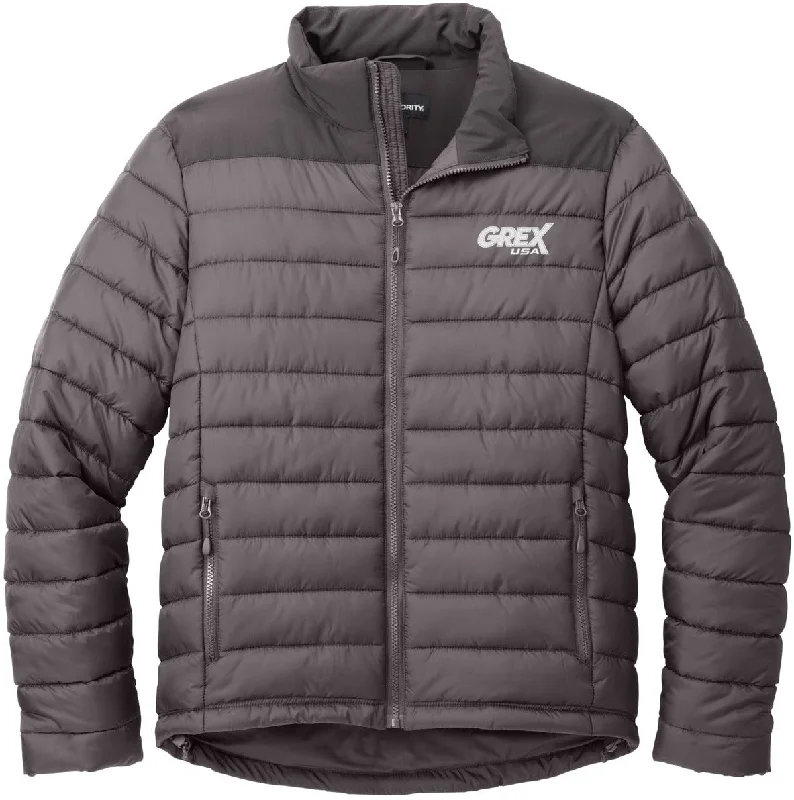Printed kimono jackets with a geometric pattern for a modern lookPort Authority Horizon Puffy Jacket Printed kimono jackets with a geometric pattern for a modern lookPort Authority Horizon Puffy Jacket