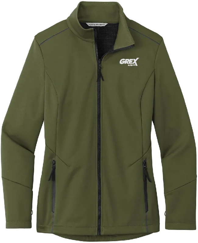 Pea coats with a button - down front and a belt for a classic lookPort Authority Ladies Collective Tech Soft Shell Jacket Pea coats with a button - down front and a belt for a classic lookPort Authority Ladies Collective Tech Soft Shell Jacket
