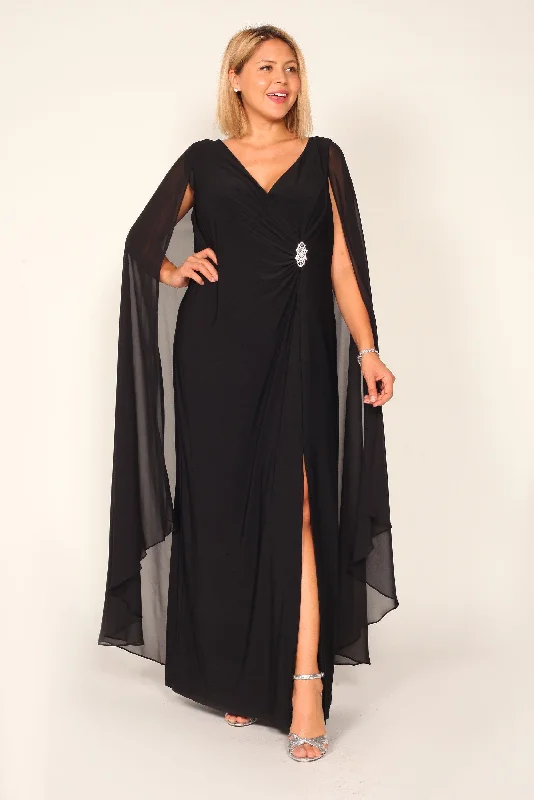 Party Dresses with Sheer Sleeve and Sequined Cuffs and Bow at the Waist for Ladies' Elegant and Sweet LookR&M Richards 7273W Long Mother Of The Bride Formal Dress Party Dresses with Sheer Sleeve and Sequined Cuffs and Bow at the Waist for Ladies' Elegant and Sweet LookR&M Richards 7273W Long Mother Of The Bride Formal Dress