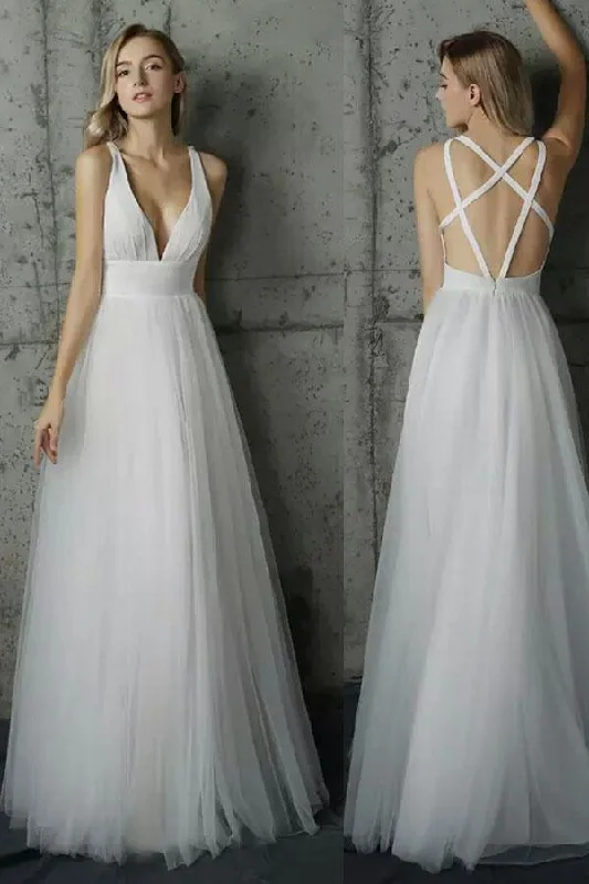 Party Dresses with Bell Sleeves and Ruffled Hem for Ladies' Retro CharmSimply V Neck White Tulle Long Prom Dress PG444 Party Dresses with Bell Sleeves and Ruffled Hem for Ladies' Retro CharmSimply V Neck White Tulle Long Prom Dress PG444