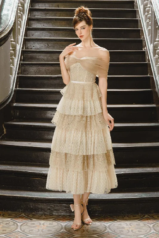Wrap Style Party Dresses with Belt for Ladies' Comfortable and Stylish OutfitSolara Layered Off-Shoulder Tulle Ankle Length Dress Wrap Style Party Dresses with Belt for Ladies' Comfortable and Stylish OutfitSolara Layered Off-Shoulder Tulle Ankle Length Dress