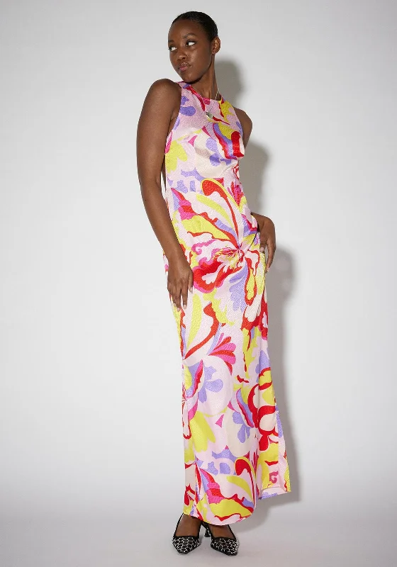 Party Dresses with Embroidered Party Animals and Colorful Sequins for Ladies' Themed Party FunSOMETHINGNEW Amelia Sleeveless Maxi Dress, Blazing Yellow Multi Party Dresses with Embroidered Party Animals and Colorful Sequins for Ladies' Themed Party FunSOMETHINGNEW Amelia Sleeveless Maxi Dress, Blazing Yellow Multi