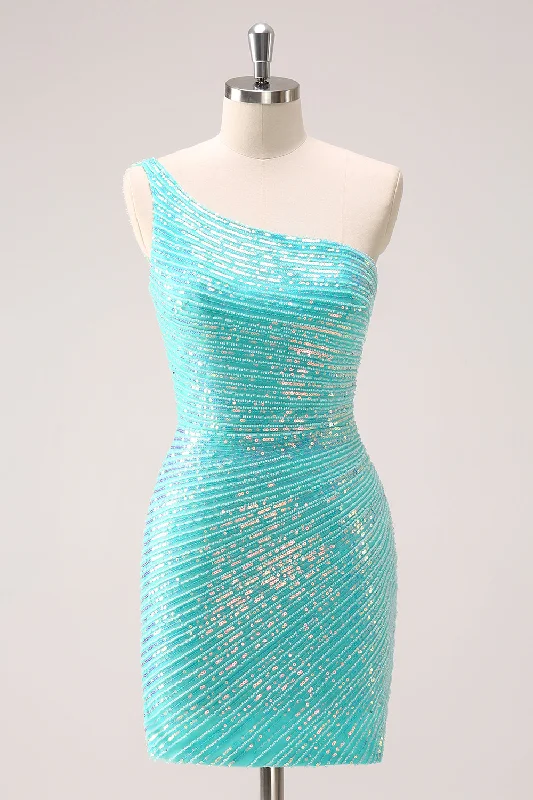 Sleeveless Chiffon Party Dresses with Slit for Ladies' Cocktail PartiesSparkly Mint One Shoulder Tight Short Graduation Dress with Sequins Sleeveless Chiffon Party Dresses with Slit for Ladies' Cocktail PartiesSparkly Mint One Shoulder Tight Short Graduation Dress with Sequins