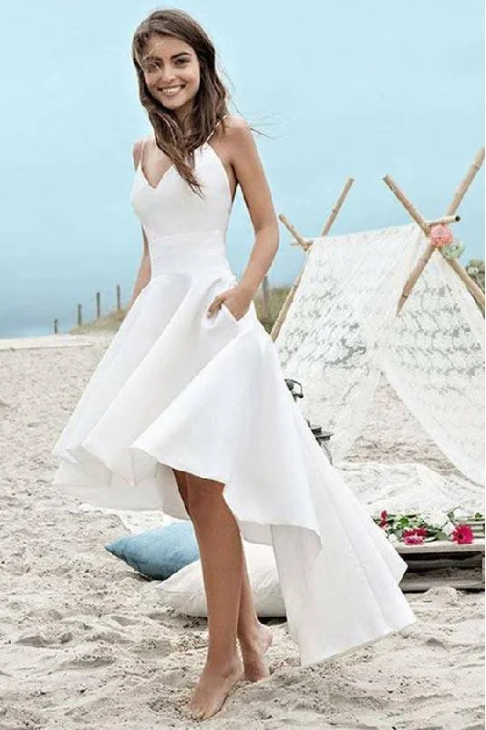 Chiffon Party Dresses with Embroidered Cuffs for Ladies' Elegant TouchStraps High Low Ivory Satin Sleeveless Backless Prom Dress PG 1446 Chiffon Party Dresses with Embroidered Cuffs for Ladies' Elegant TouchStraps High Low Ivory Satin Sleeveless Backless Prom Dress PG 1446