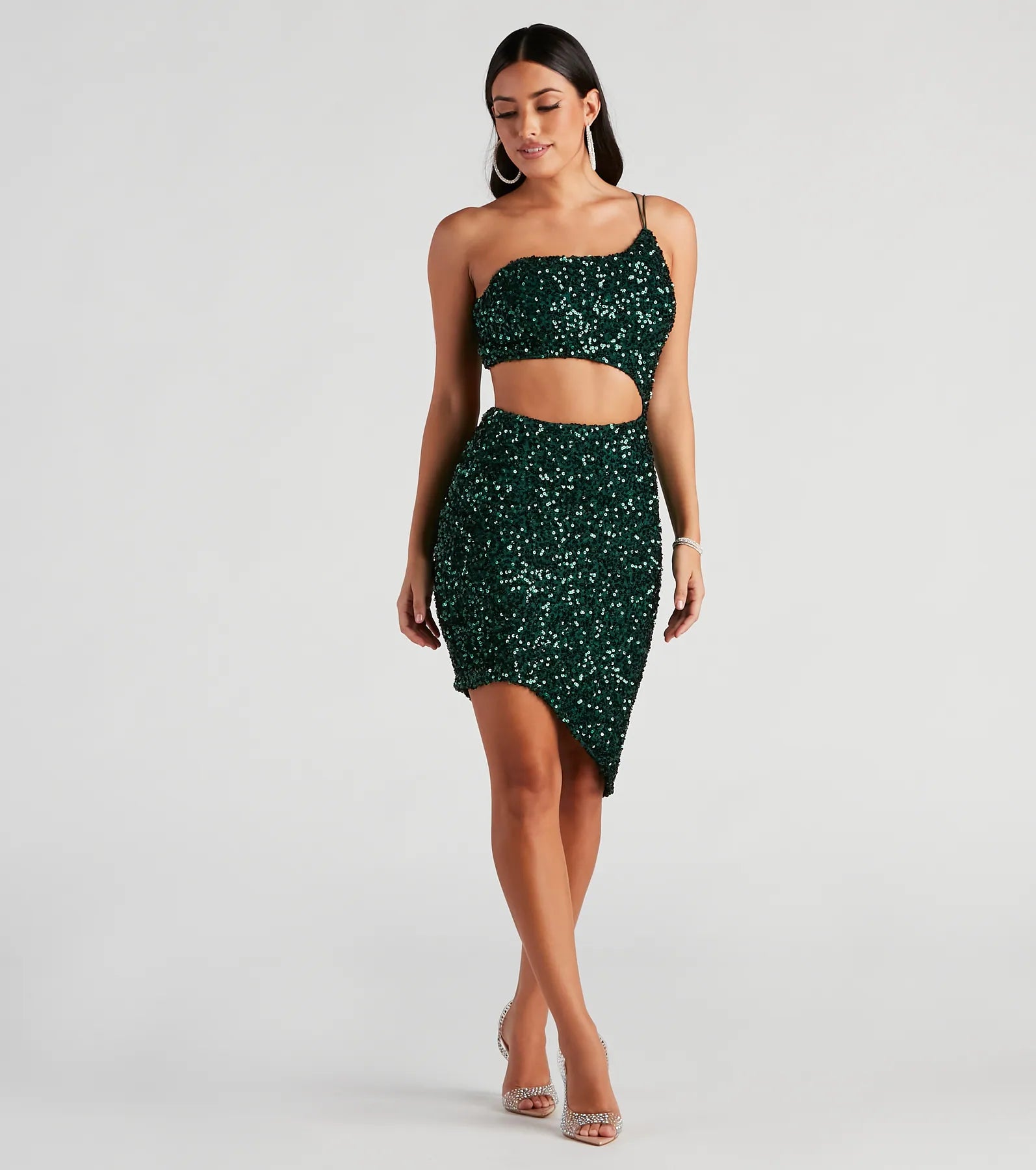 Chiffon Party Dresses with Embroidered Cuffs for Ladies' Elegant TouchTalia Cutout Sequin Short Formal Dress Chiffon Party Dresses with Embroidered Cuffs for Ladies' Elegant TouchTalia Cutout Sequin Short Formal Dress