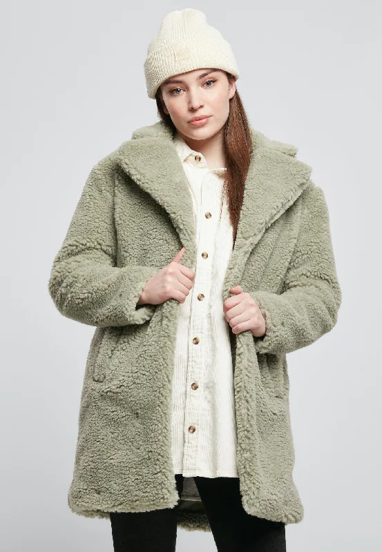 Cropped blazers in a bold, neon color for a statement - making lookUrban Classics - Ladies Oversized Sherpa Soft Salvia - Jacket Cropped blazers in a bold, neon color for a statement - making lookUrban Classics - Ladies Oversized Sherpa Soft Salvia - Jacket