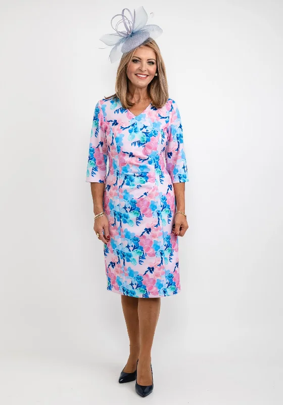 Party Dresses with Sheer Panels and Beaded Trim and Bow at the Back for Ladies' Sexy and Polished LookVia Veneto Floral Print Pencil Dress, Pink Multi Party Dresses with Sheer Panels and Beaded Trim and Bow at the Back for Ladies' Sexy and Polished LookVia Veneto Floral Print Pencil Dress, Pink Multi