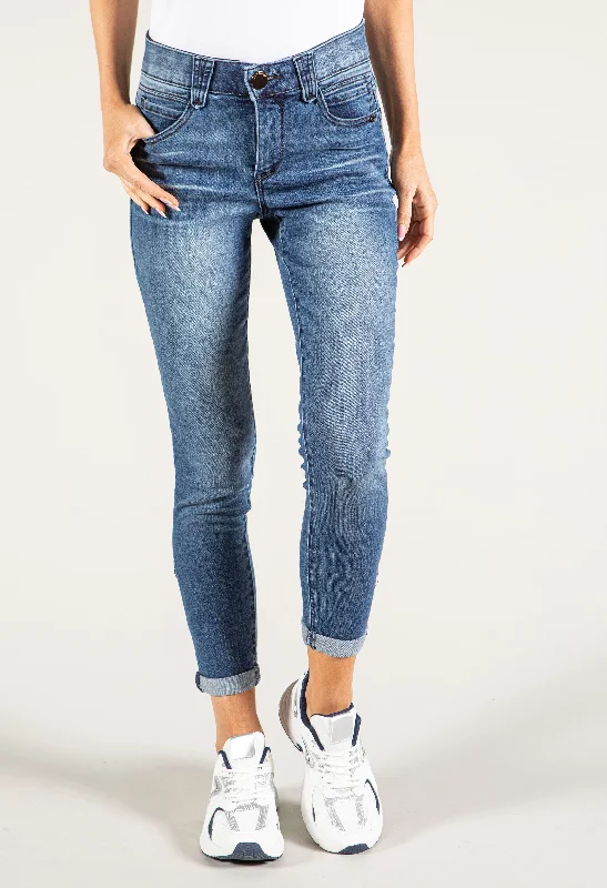 Denim jeans for evening events when paired with the right top and accessories for a stylish look"Ab" Solution® Blue Denim Ankle Skimmer Jean Denim jeans for evening events when paired with the right top and accessories for a stylish look"Ab" Solution® Blue Denim Ankle Skimmer Jean