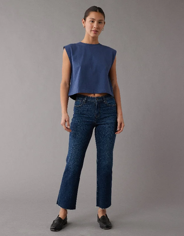 Denim jeans for a bohemian - themed outfit with flowy tops and ethnic accessoriesAE Stretch High-Waisted Kick Bootcut Crop Jean Denim jeans for a bohemian - themed outfit with flowy tops and ethnic accessoriesAE Stretch High-Waisted Kick Bootcut Crop Jean
