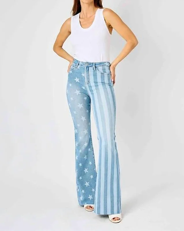 Thermal - lined denim jeans for warmth in cold weatherAmericana Flare Jeans In Light Wash Thermal - lined denim jeans for warmth in cold weatherAmericana Flare Jeans In Light Wash
