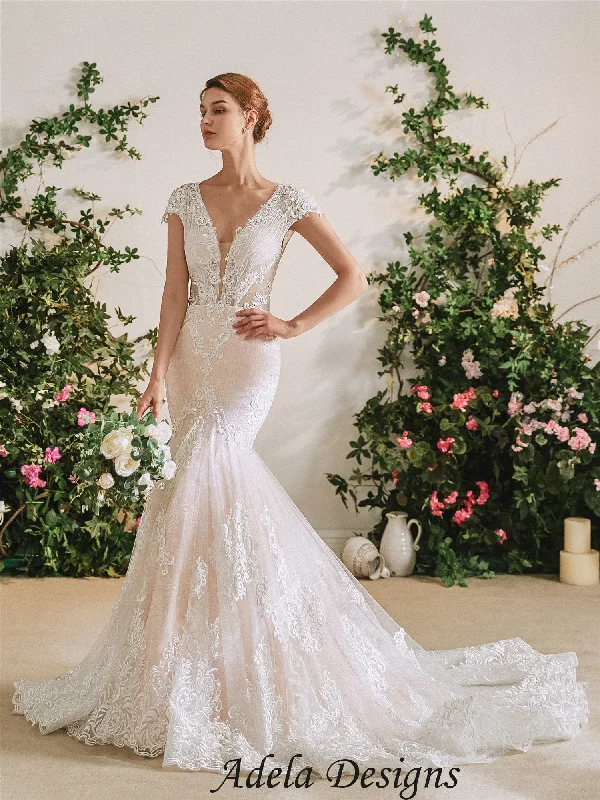 Wedding Dresses with Sheer Panels and Beaded Trim and Embroidered Paisley Patterns and Ruffled Hem and Belt and Embroidered Floral Patterns for a Sultry and Exotic LookBlu Wedding Dresses with Sheer Panels and Beaded Trim and Embroidered Paisley Patterns and Ruffled Hem and Belt and Embroidered Floral Patterns for a Sultry and Exotic LookBlu