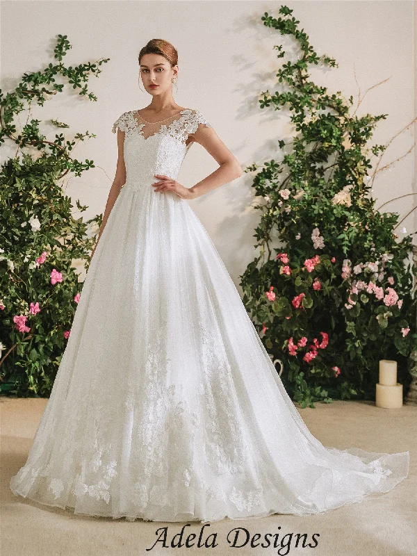 Wedding Dresses with Sequined Hearts and Satin and Lace Combination and Bow at the Waist for a Valentine's Day Wedding RomanceXimena Wedding Dresses with Sequined Hearts and Satin and Lace Combination and Bow at the Waist for a Valentine's Day Wedding RomanceXimena