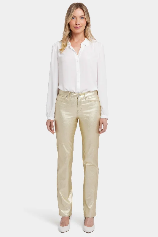 Vintage - inspired denim jeans with a worn - in and aged look for a nostalgic feelCoated Marilyn Straight Jeans - Gold Coated Vintage - inspired denim jeans with a worn - in and aged look for a nostalgic feelCoated Marilyn Straight Jeans - Gold Coated