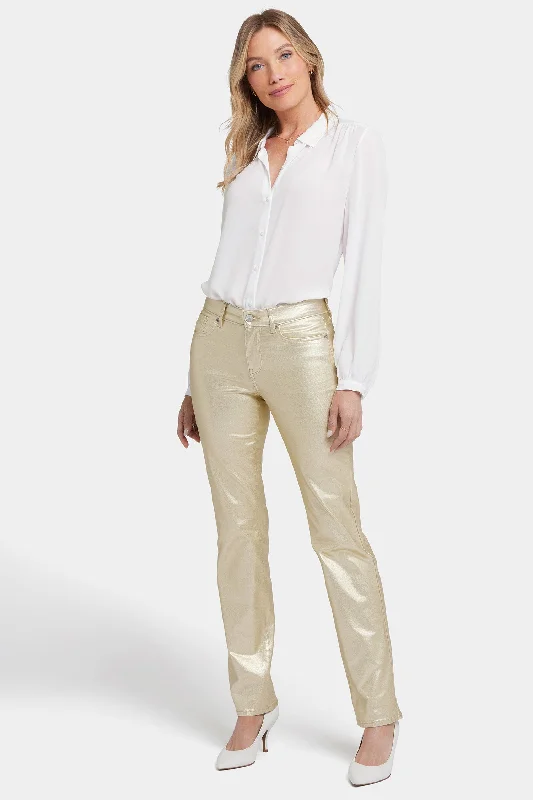 Denim jeans for a volunteer event for practicality and comfortCoated Marilyn Straight Jeans In Petite  - Gold Coated