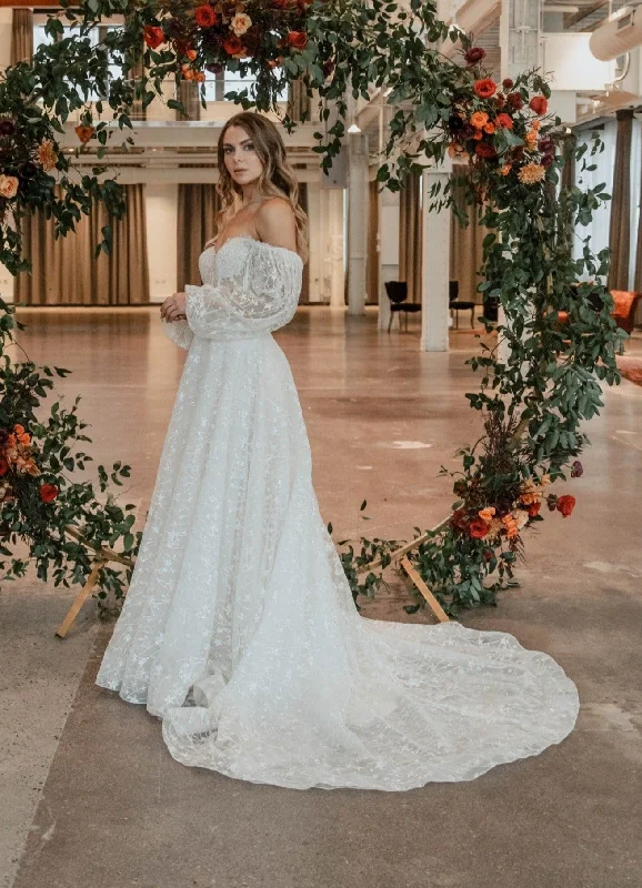 Wedding Dresses with Embroidered Paisley Patterns and Sequined Bodice and Tulle Skirt for an Exotic and Glamorous LookColby John Trixie L345 - Size 16 Wedding Dresses with Embroidered Paisley Patterns and Sequined Bodice and Tulle Skirt for an Exotic and Glamorous LookColby John Trixie L345 - Size 16