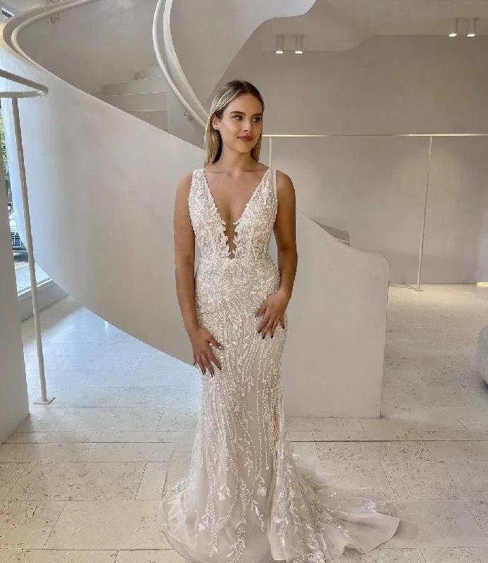 Wedding Dresses with Sequined Geometric Shapes and Lace and Chiffon Blend and Ruffled Sleeves and Belt for a Modern and Dramatic LookCorston Couture My Kind Of Love Wedding Dresses with Sequined Geometric Shapes and Lace and Chiffon Blend and Ruffled Sleeves and Belt for a Modern and Dramatic LookCorston Couture My Kind Of Love