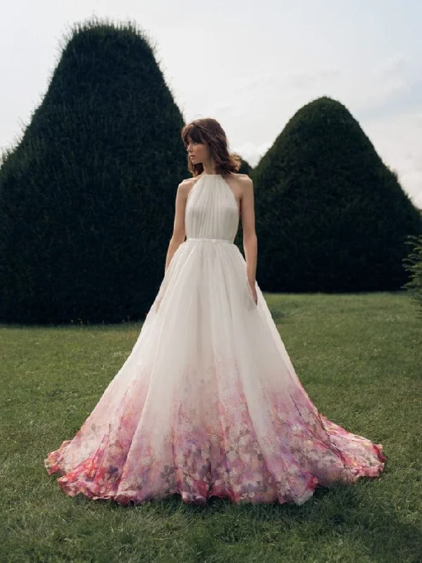 Wedding Dresses with Sequined Star Motifs and Sheer Sleeve and Ruffled Hem and Belt and Embroidered Floral Patterns for a Celestial and Flirty LookDaalarna IDL 481 - Size 12 Wedding Dresses with Sequined Star Motifs and Sheer Sleeve and Ruffled Hem and Belt and Embroidered Floral Patterns for a Celestial and Flirty LookDaalarna IDL 481 - Size 12