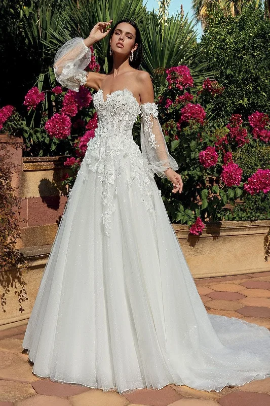 Wedding Dresses with Rhinestone Embellishments and Sheer Sleeves and Tulle Skirt for a Luxurious and Alluring LookDemetrios 8081 - Size 6 Wedding Dresses with Rhinestone Embellishments and Sheer Sleeves and Tulle Skirt for a Luxurious and Alluring LookDemetrios 8081 - Size 6
