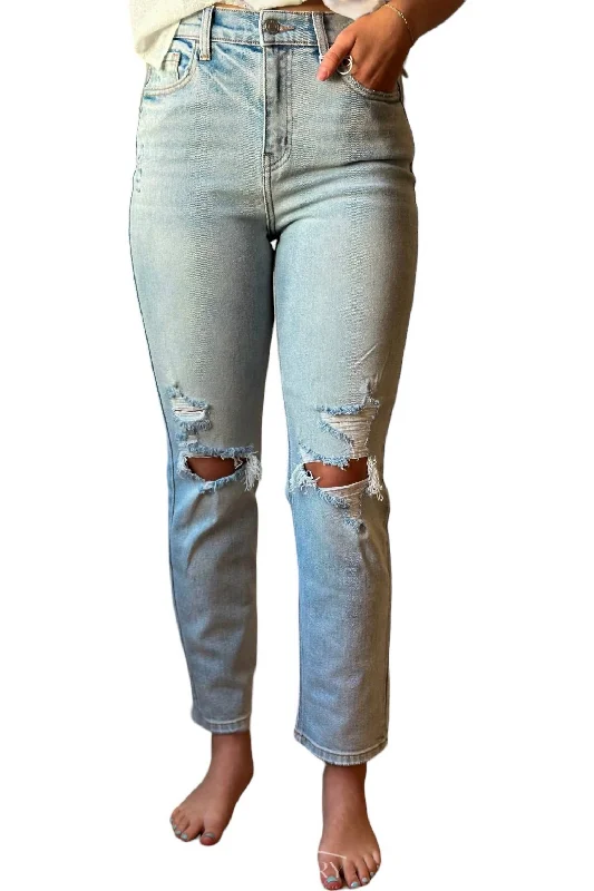 Denim jeans for a picnic in the park with a relaxed and comfortable fitDistressed Straight Jeans In Light Wash Denim jeans for a picnic in the park with a relaxed and comfortable fitDistressed Straight Jeans In Light Wash
