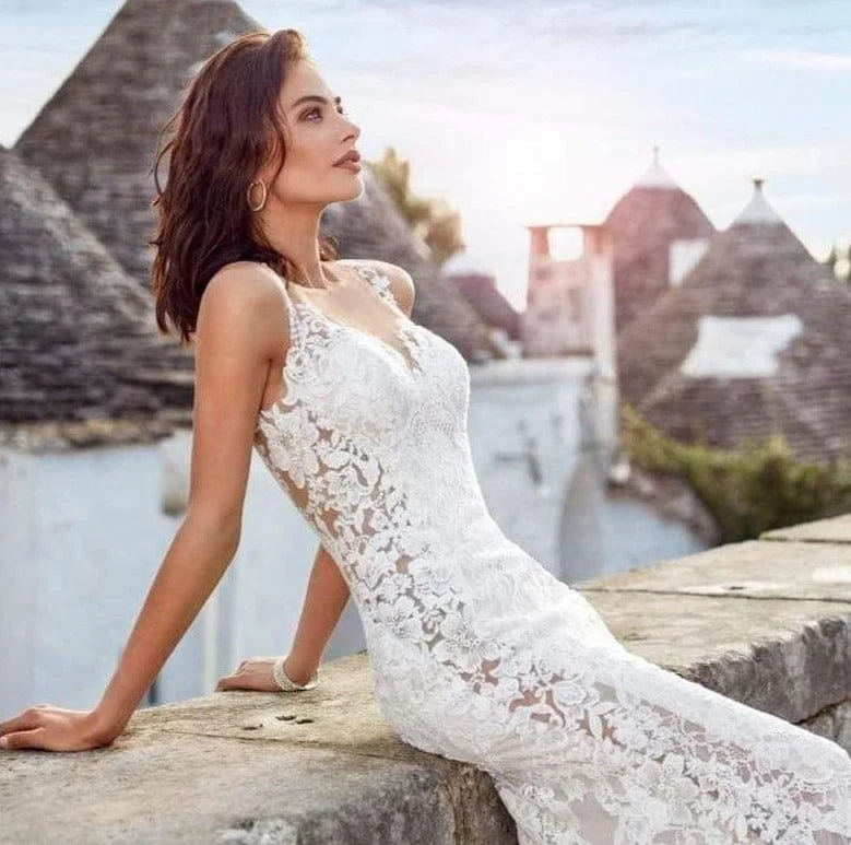 Ballroom Style Wedding Dresses with Beaded Belt and Long TrainEddy K. Adela - Size 8 Ballroom Style Wedding Dresses with Beaded Belt and Long TrainEddy K. Adela - Size 8