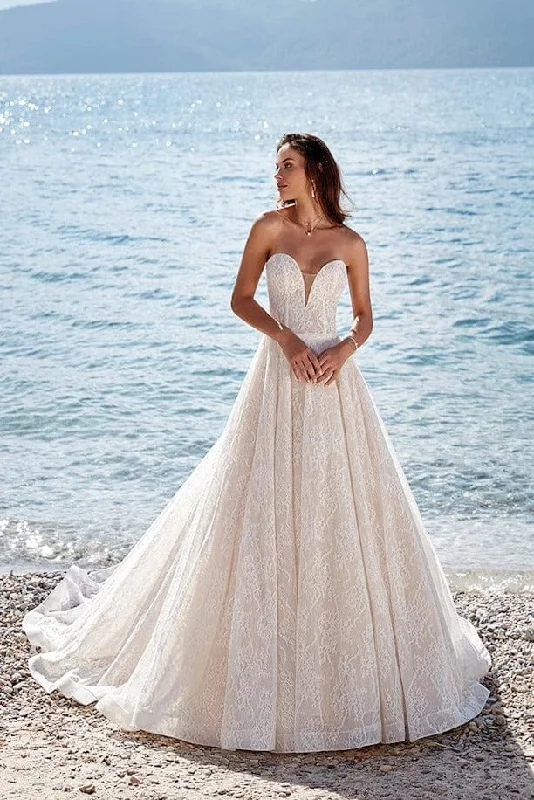 Wedding Dresses with Sheer Panels and Beaded Trim and Bow at the Back and Embroidered Paisley Patterns for a Sexy and Exotic LookEddy K. Corinne - Size 14 Wedding Dresses with Sheer Panels and Beaded Trim and Bow at the Back and Embroidered Paisley Patterns for a Sexy and Exotic LookEddy K. Corinne - Size 14