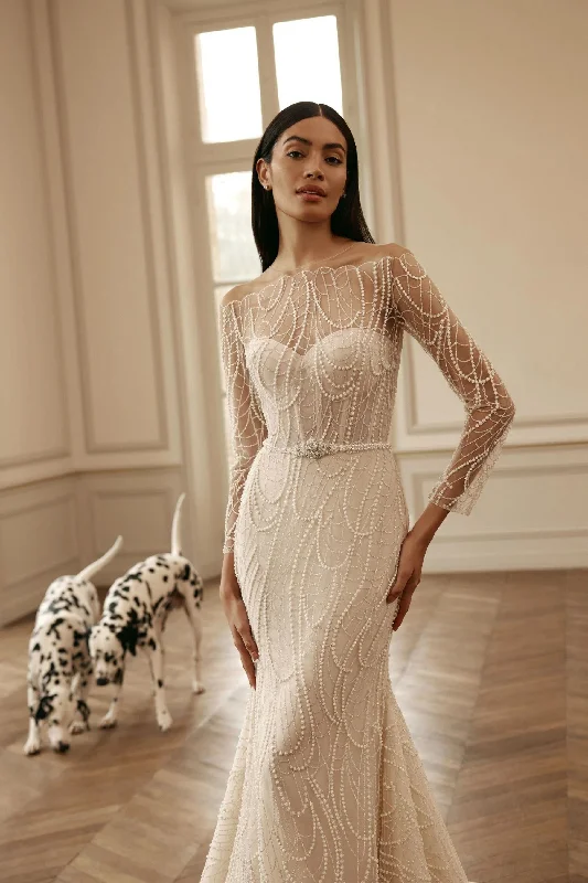 Empire Waist Wedding Dresses with Satin Ribbon for a Flattering FitVIMARE