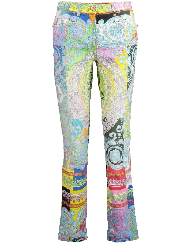 Quick - drying denim jeans for outdoor activities and travelHi Rise Print Pastel Jeans Quick - drying denim jeans for outdoor activities and travelHi Rise Print Pastel Jeans