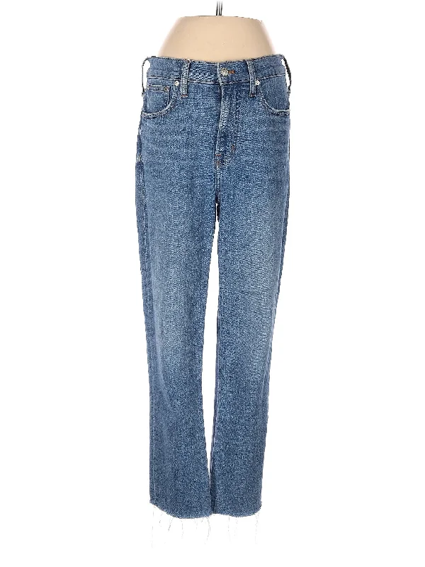 Side - slit denim jeans for added mobility and a modern and stylish lookHigh-Rise Straight-leg Jeans in Medium Wash Side - slit denim jeans for added mobility and a modern and stylish lookHigh-Rise Straight-leg Jeans in Medium Wash