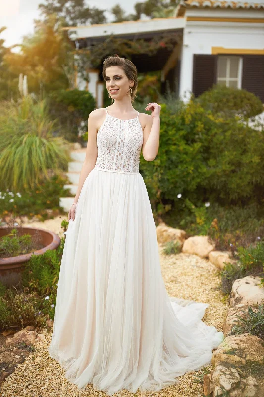 Taffeta Wedding Dresses with Pleated Bodice and A Line Skirt for a Structured LookJK21133