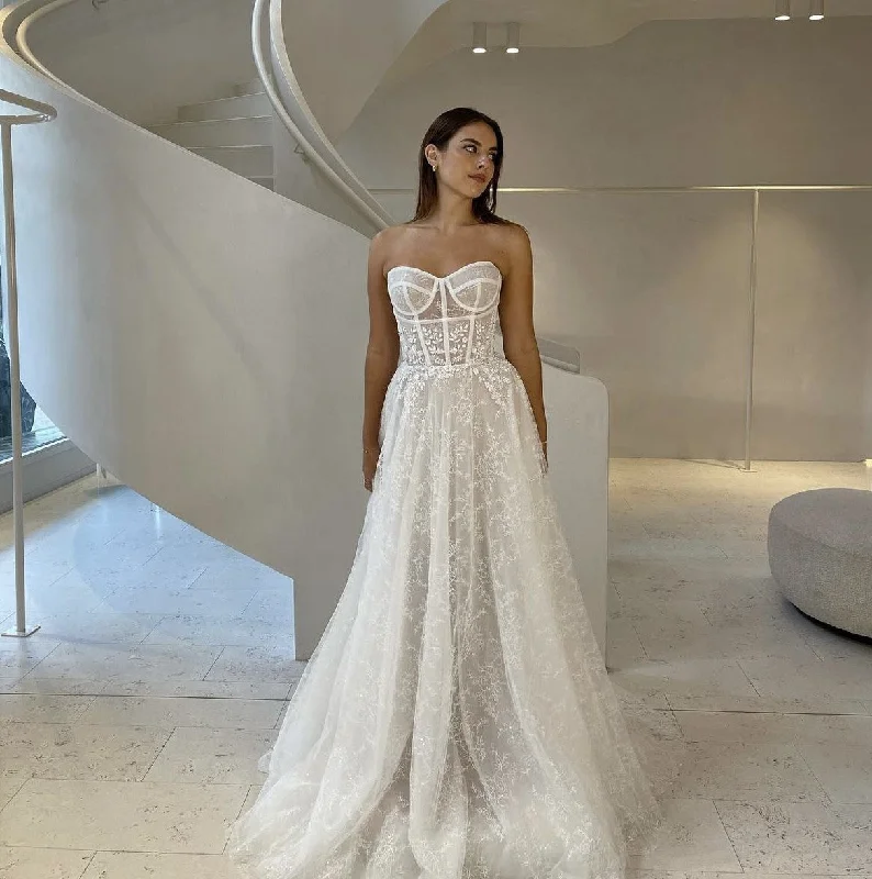 Wedding Dresses with Satin Trimmed Collar and Bow Back and Embroidered Skirt and Sequined Bodice and Belt for a Classic and Glamorous LookLiz Martinez Aria Wedding Dresses with Satin Trimmed Collar and Bow Back and Embroidered Skirt and Sequined Bodice and Belt for a Classic and Glamorous LookLiz Martinez Aria