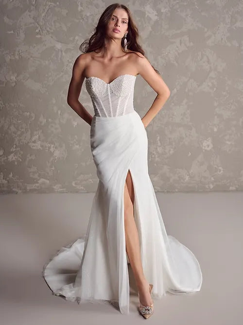Plus Size Trumpet Style Wedding Dresses with Beaded BodiceMaggie Sottero Cho