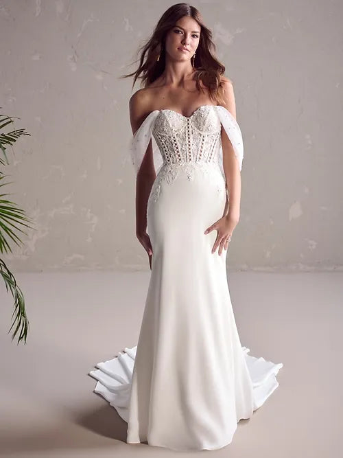 Wedding Dresses with Sequined Fringe and Tulle Overlay and High Low Hem for a Dazzling and Playful LookMaggie Sottero Doritte Wedding Dresses with Sequined Fringe and Tulle Overlay and High Low Hem for a Dazzling and Playful LookMaggie Sottero Doritte
