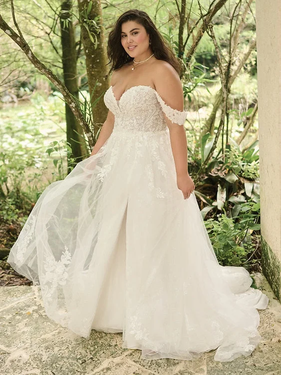 Wedding Dresses with Beaded Waistbands and Tiered Skirts and Lace Overlay for a Glamorous and Feminine LookMaggie Sottero Marguerite Wedding Dresses with Beaded Waistbands and Tiered Skirts and Lace Overlay for a Glamorous and Feminine LookMaggie Sottero Marguerite