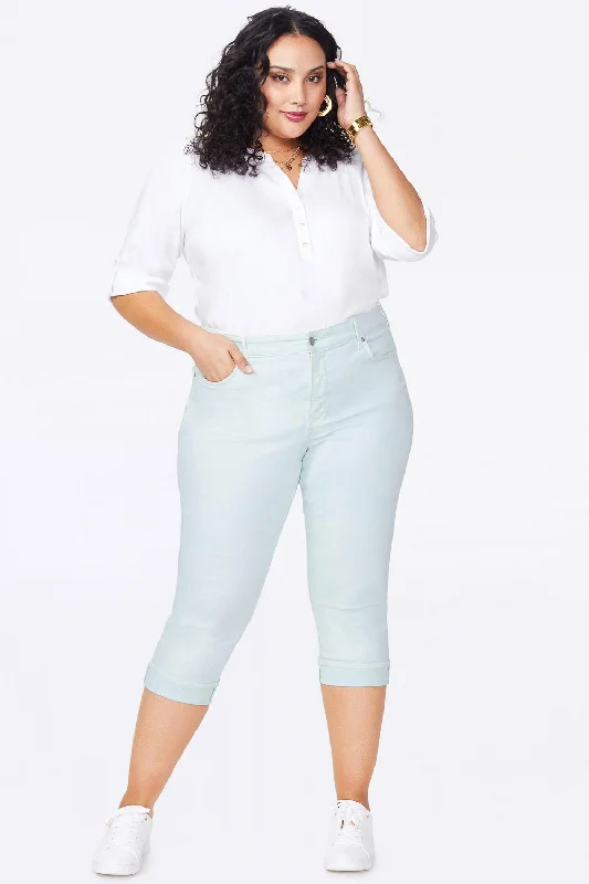 Zip - fly denim jeans for easy on - and - off convenienceMarilyn Straight Crop Jeans In Plus Size - Desert Dew Zip - fly denim jeans for easy on - and - off convenienceMarilyn Straight Crop Jeans In Plus Size - Desert Dew