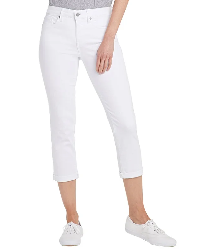 Denim jeans for a yoga class with a flexible and breathable fabricNYDJ Chloe Optic White Capri Jean Denim jeans for a yoga class with a flexible and breathable fabricNYDJ Chloe Optic White Capri Jean