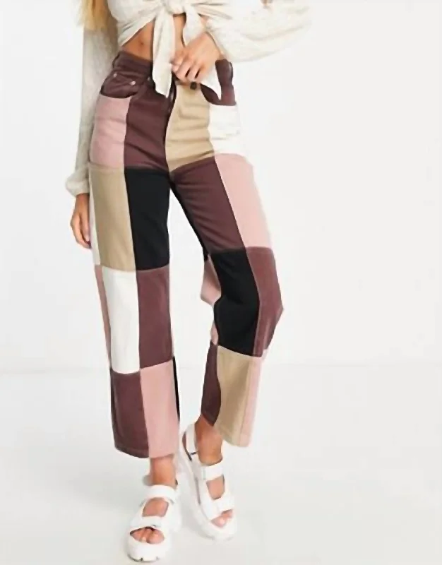 Denim jeans for a date when styled with a cute top and heels for a romantic lookPatchwork Straight Jeans In Mixed Brown Denim Denim jeans for a date when styled with a cute top and heels for a romantic lookPatchwork Straight Jeans In Mixed Brown Denim