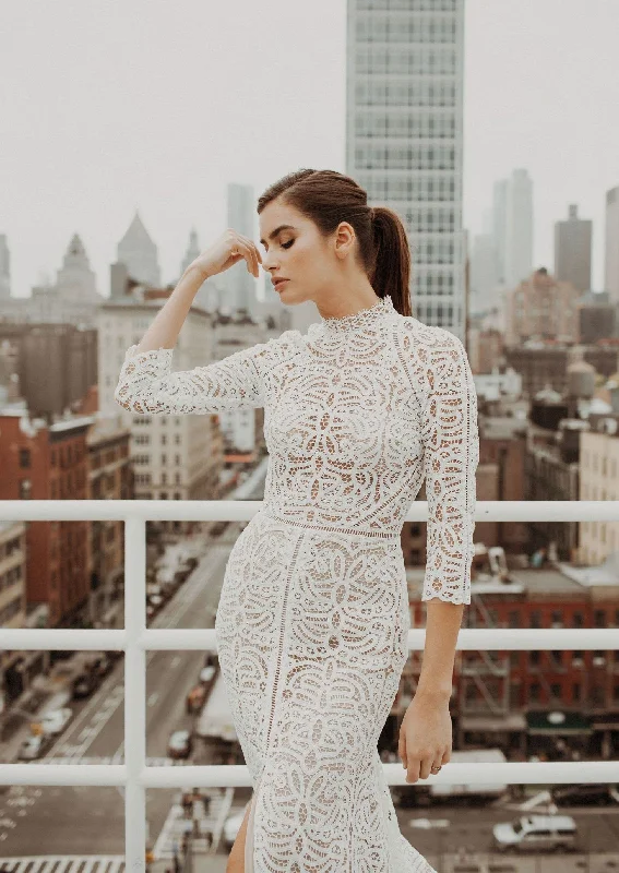 Wedding Dresses with Sequined Fringe and Tulle Overlay and High Low Hem for a Dazzling and Playful LookSarah Seven Cabana Wedding Dresses with Sequined Fringe and Tulle Overlay and High Low Hem for a Dazzling and Playful LookSarah Seven Cabana