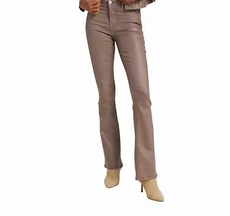 Mid - rise denim jeans for a balanced and comfortable fit for all body typesSelma Hi-Rise Sleek Bootcut Jeans In Deep Taupe Coated Mid - rise denim jeans for a balanced and comfortable fit for all body typesSelma Hi-Rise Sleek Bootcut Jeans In Deep Taupe Coated