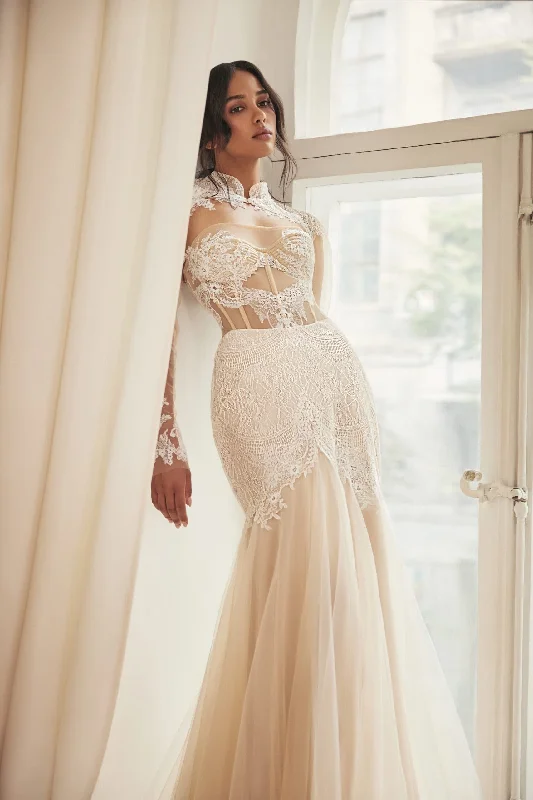 Wedding Dresses with Sequined Dots and Sheer Skirt for a Playful and Sultry LookLina Wedding Dresses with Sequined Dots and Sheer Skirt for a Playful and Sultry LookLina