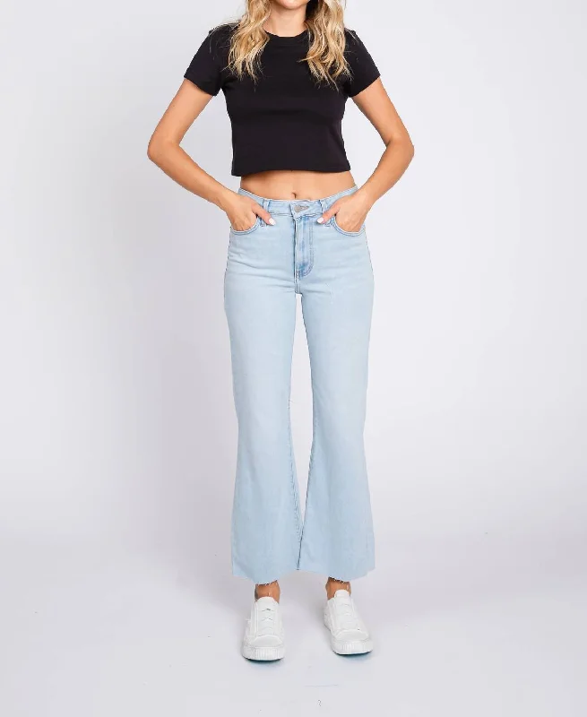 Cargo - pocket denim jeans with multiple utility pockets for added functionalitySicily Crop Flare Jeans In Light Blue Cargo - pocket denim jeans with multiple utility pockets for added functionalitySicily Crop Flare Jeans In Light Blue